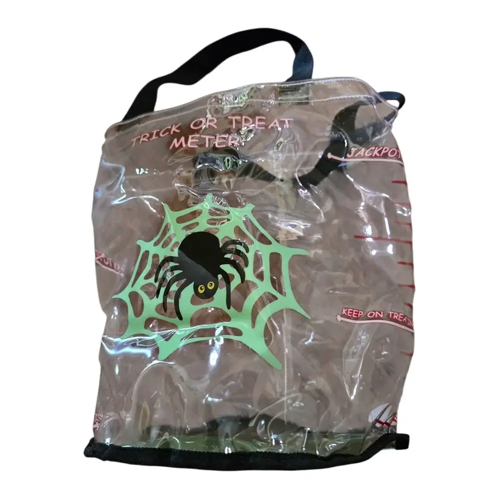 Vintage Old Navy Trick or Treat Bag Clear Tote Halloween Spider Candy Meter Y2K